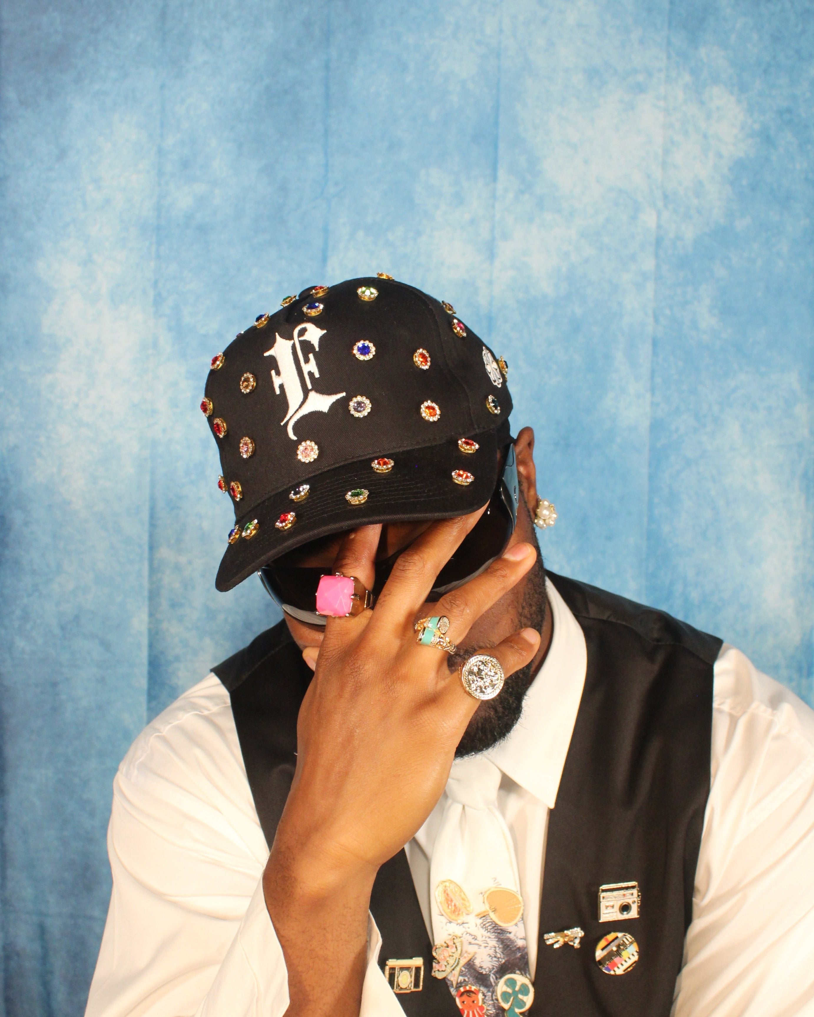 Gemstones Cap (multi-colors gemstones)